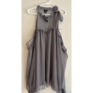 Torrid 3X Chiffon Ruffle Trim Mock Neck Open Shoulder Top Blouse Shirt Plus Size